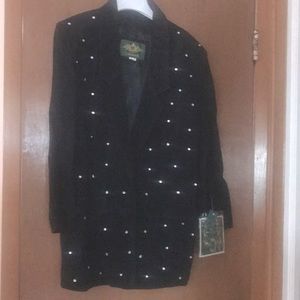 Avanti Black Suede 3/4 length blazer style jacket, size M
